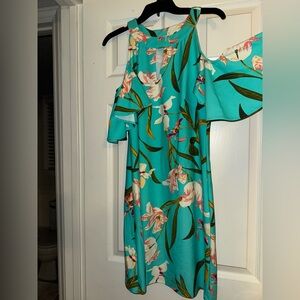Aryeh Green Asymmetrical Cold Shoulder Sundress